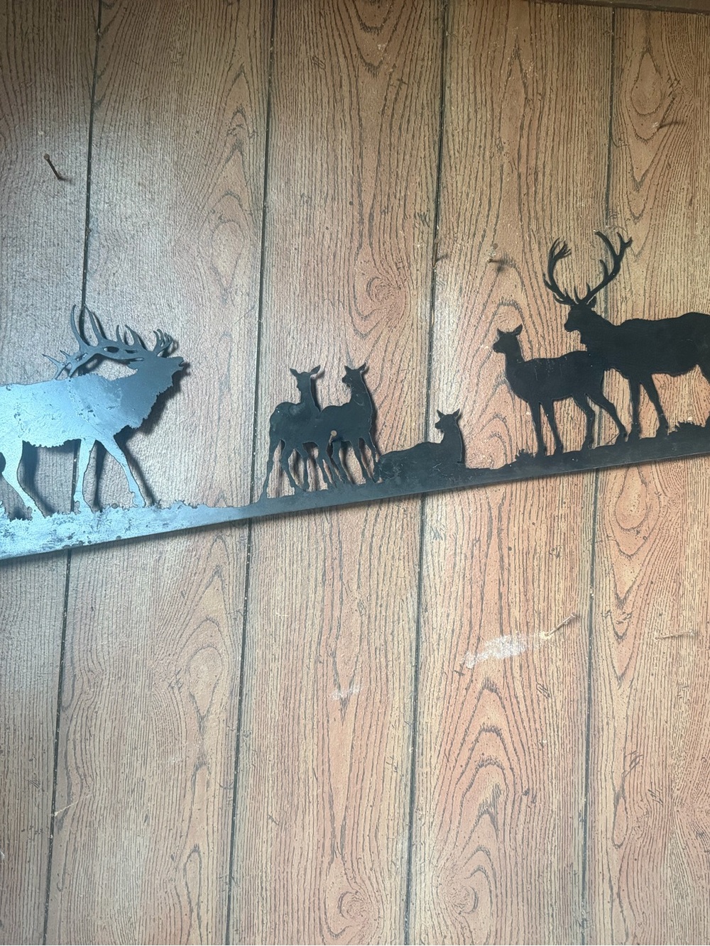 Vintage rustic Black Wildlife Silhouette Wall Art - Metal Deer Scene